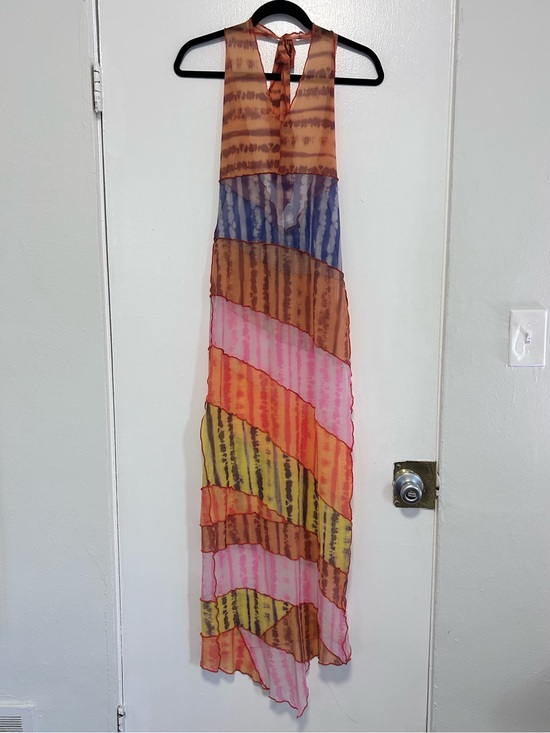 Dresses & Skirts - Multi-Color Tiered Sheer Maxi Coverup with Halter Neck